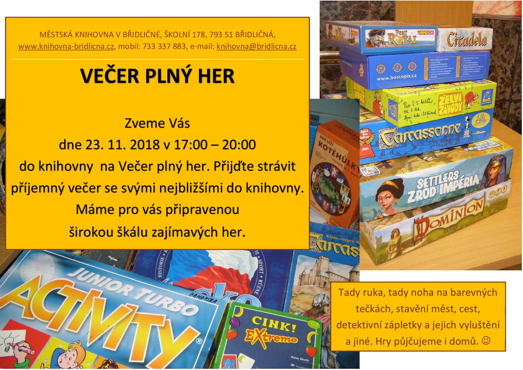 Večer plný her
