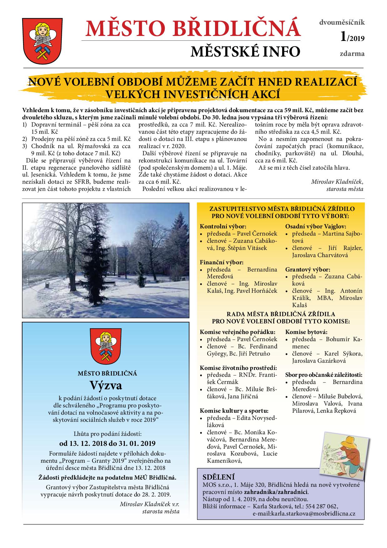 INFO BRIDLICNA LEDEN 2019